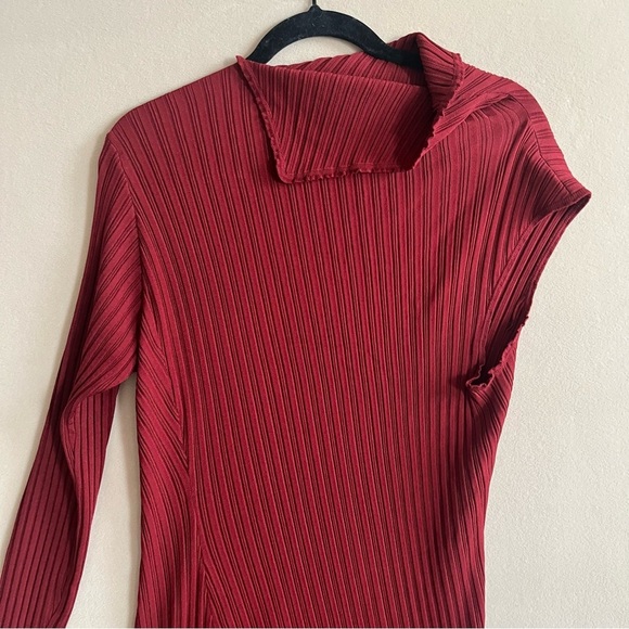 Esteban Cortazar Asymmetric one-shoulder ribbed stretch-knit dress ruffled XL - Picture 2 of 16